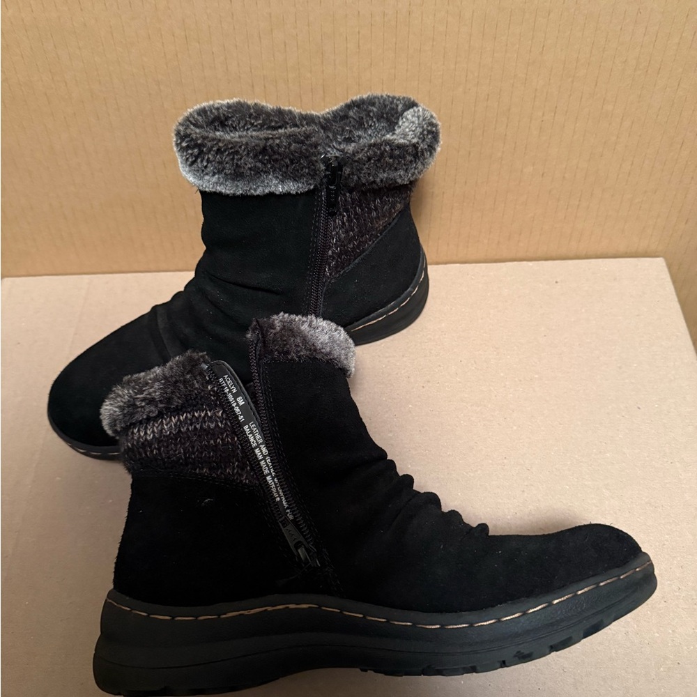 BareTraps Acelyn Black Winter Boots with Gray Fur size 8m $29